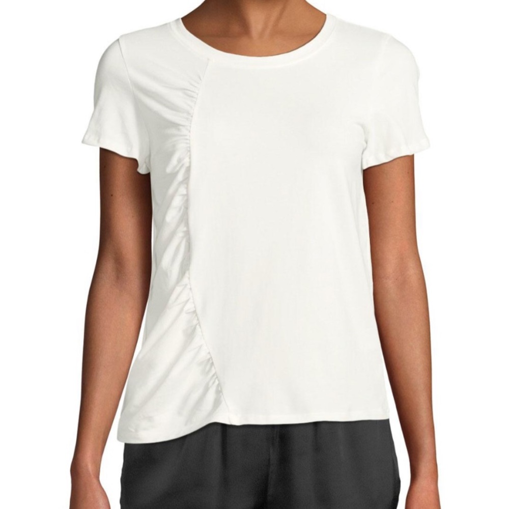NEW RACHEL Roy Amelie Ruched Side Eggshell Top L